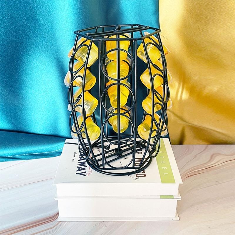 360 Degree Rotating Metal Coffee Capsule Storage Rack Pods Holder Stand