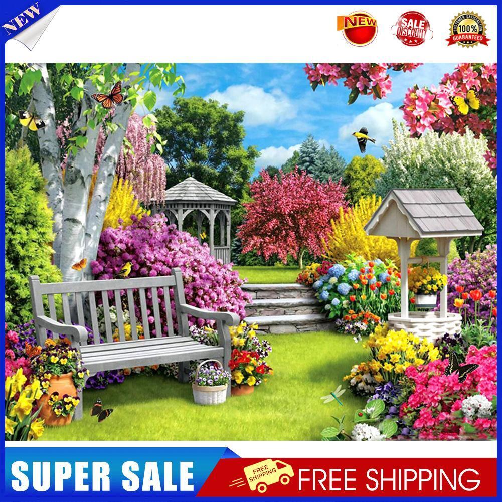 Colorful Garden 5D DIY Full Round Drill Diamond Painting Landscape Mosaic