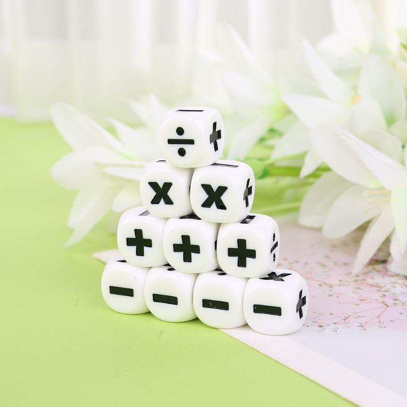 10 Pcs, 16mm D6 Dice Arithmetic Dice Mathematical Operators Club Pub Board Game