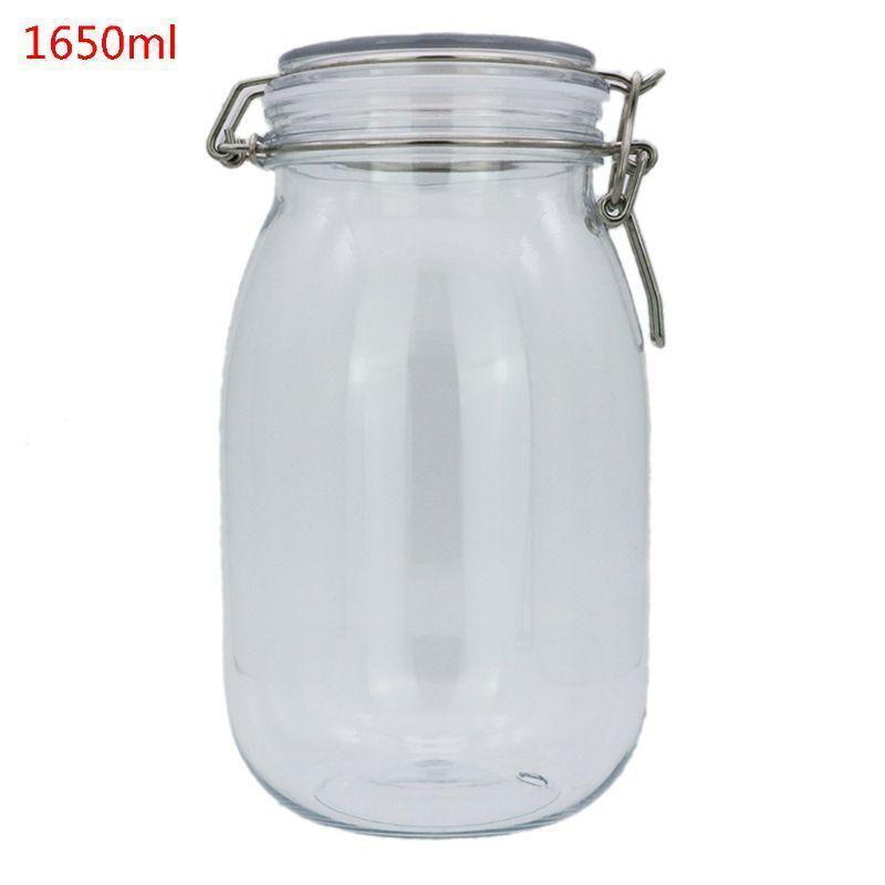 1650ML Plastic Oval Clip Top Storage Jar With Airtight Seal Lid Food Container