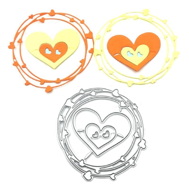 Heart Circle Metal Cutting Dies Scrapbooking Stencil Die Cuts Card Embossing DIY
