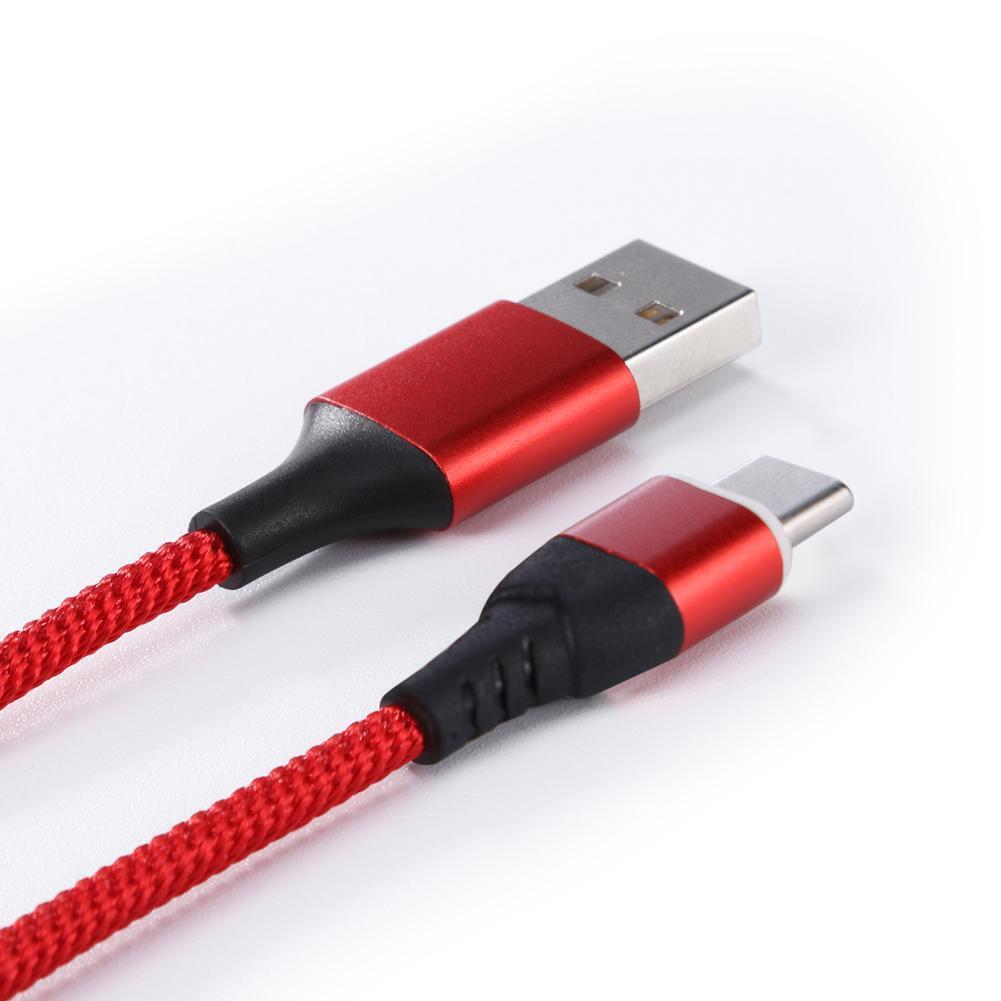 Magnetic Type-C Nylon Braided 1m 5V 3A Charging Data Cable w/Light (Red)