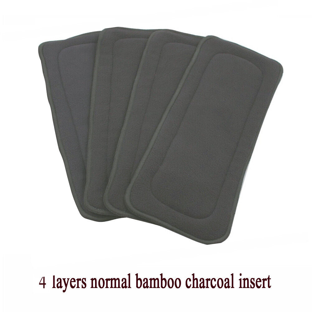 1pc Reusable 4 Layers Bamboo Charcoal Insert Baby Cloth Diaper Nappy Use