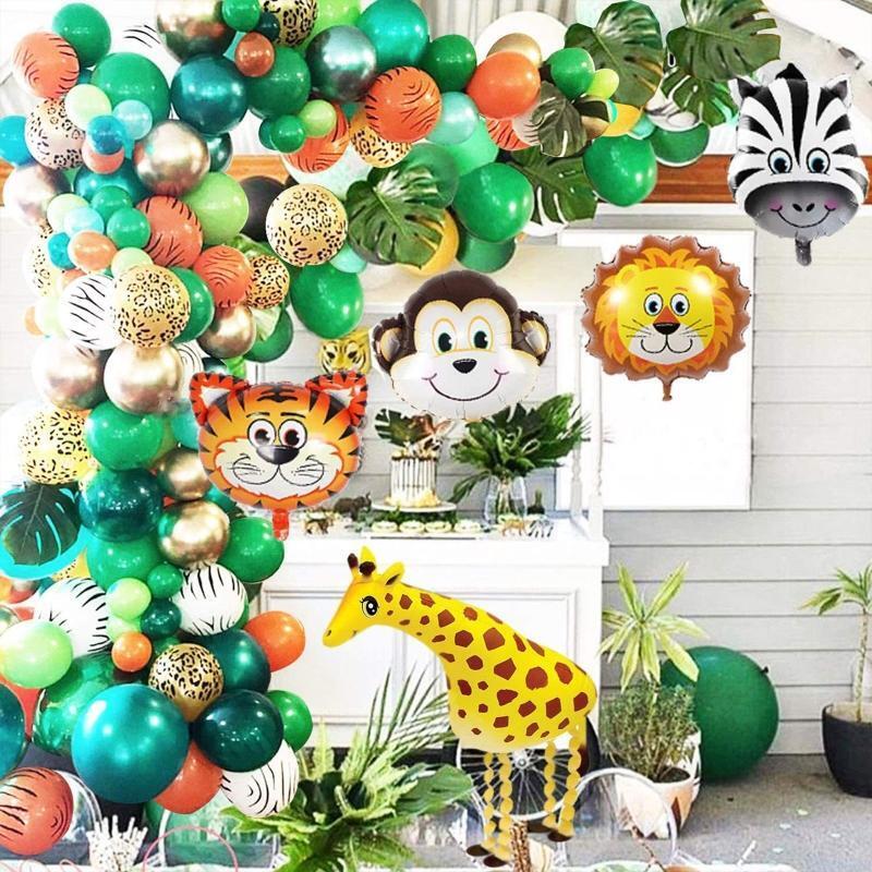 Jungle Wild Animal Theme Party Balloon Garland Kit 151 Pack With Animal Balloon
