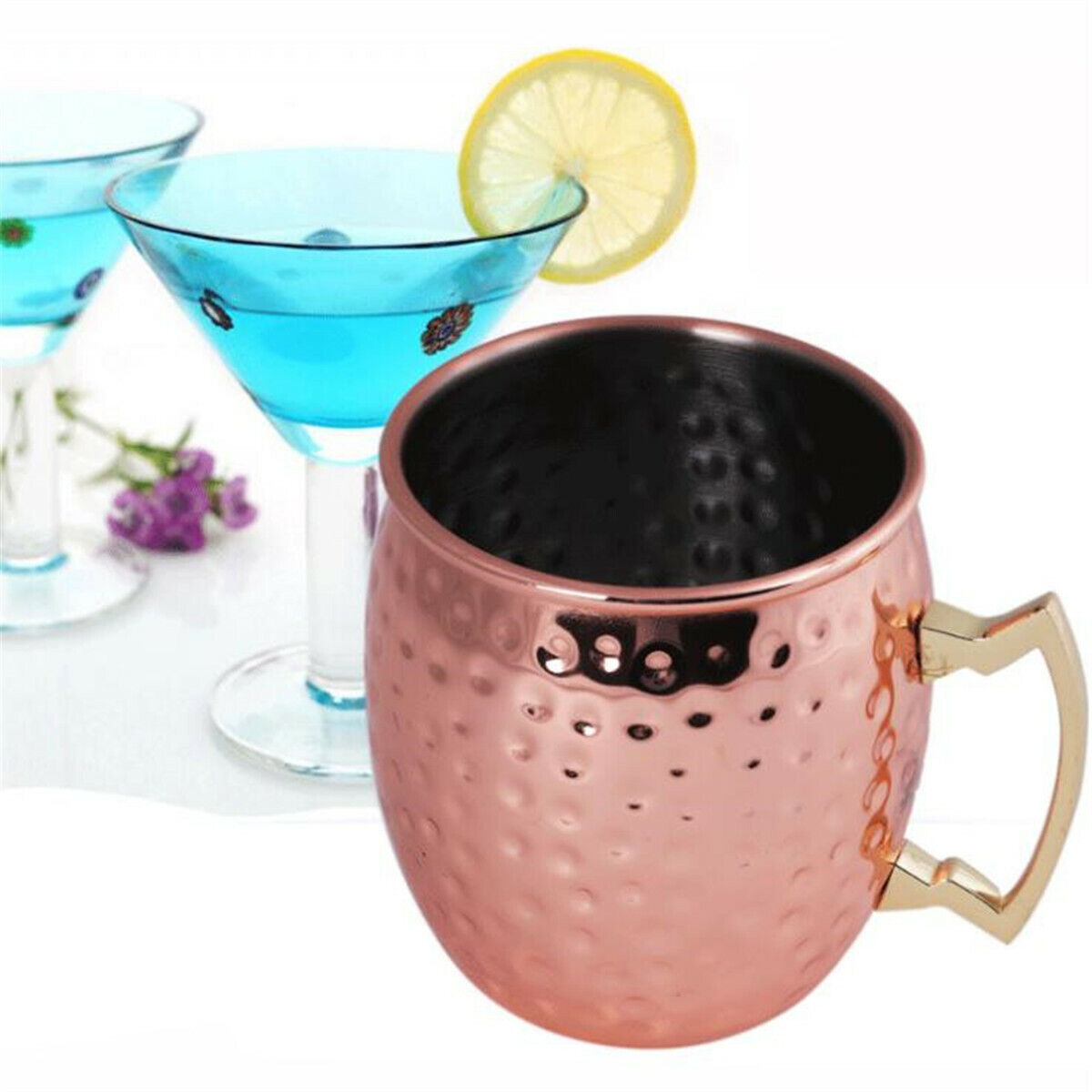 500ml Hammered Stainless Steel Copper Plated Moscow Mule Mug Beer Coffee Cup Mug
