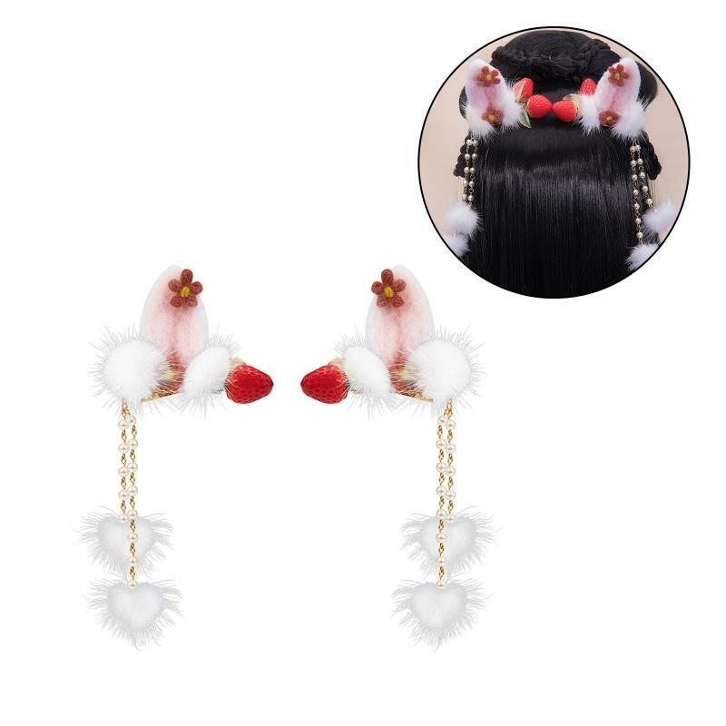 Hanfu Tassel Strawberry Hair Clip Headwear Anime Headdress Festival Hairpins