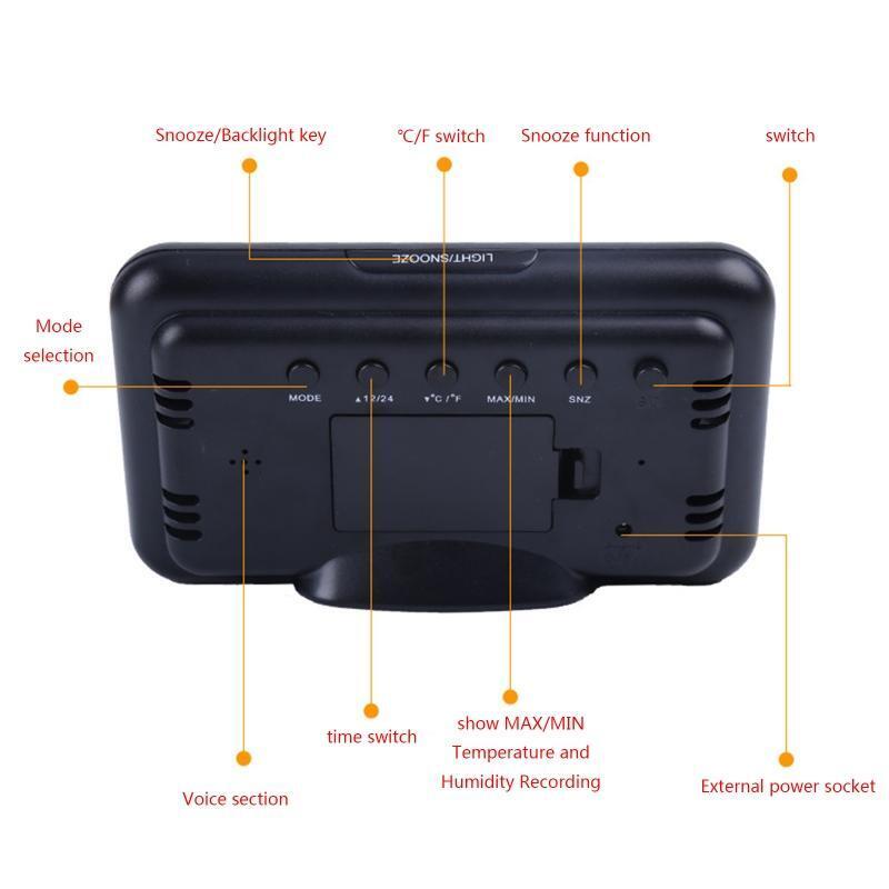 Desktop Weather Clock Alarm Colorful LCD Screen Sound Control Backlight Digital