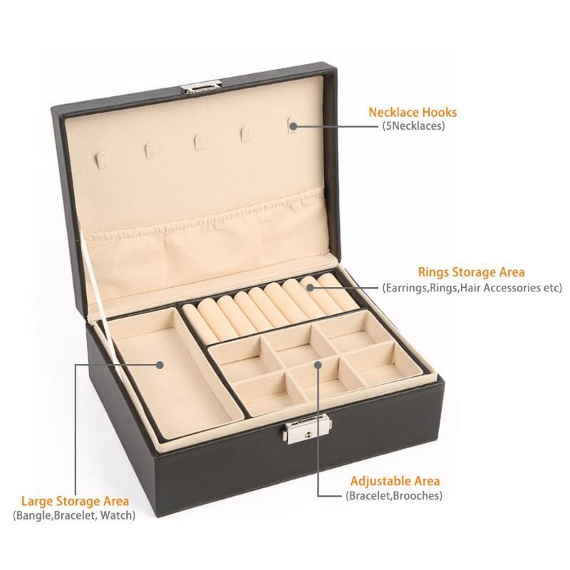 Jewelry Storage Box Suitable for Ladies Girls 2 Layer Jewelry Storage Box