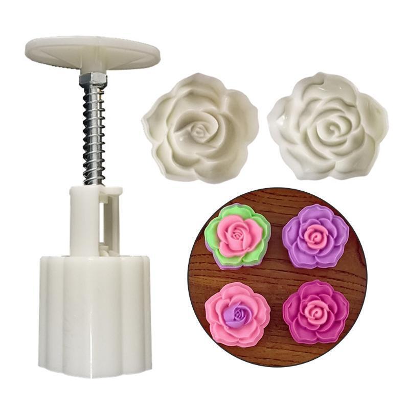 Mooncake Mold 50g Rose Flower Stamp Cake Cookie Mould Cutter Baking Accessories