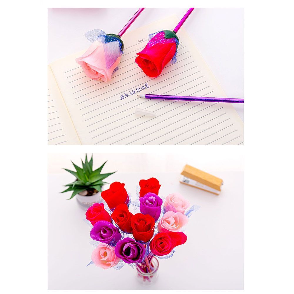 Students School Creative Rose Flower Stationery Valentine's Day Ballpoint Pen