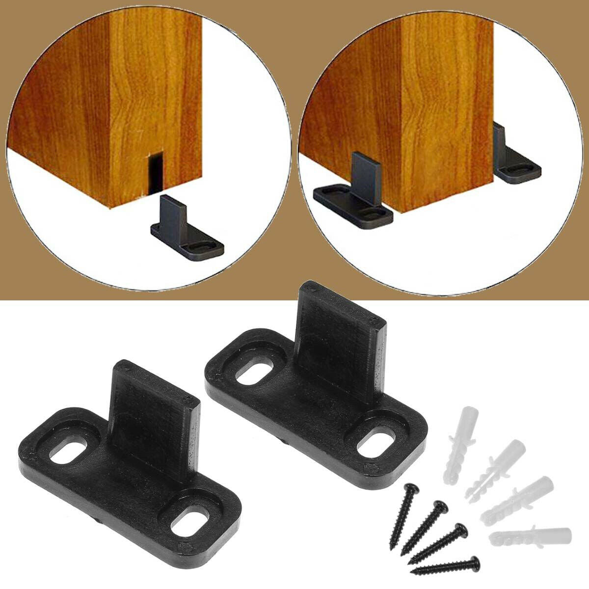 2Pc Cilps Sliding Barn Door Hardware Wall Bottom Floor Roller Guide Clip+ Screws