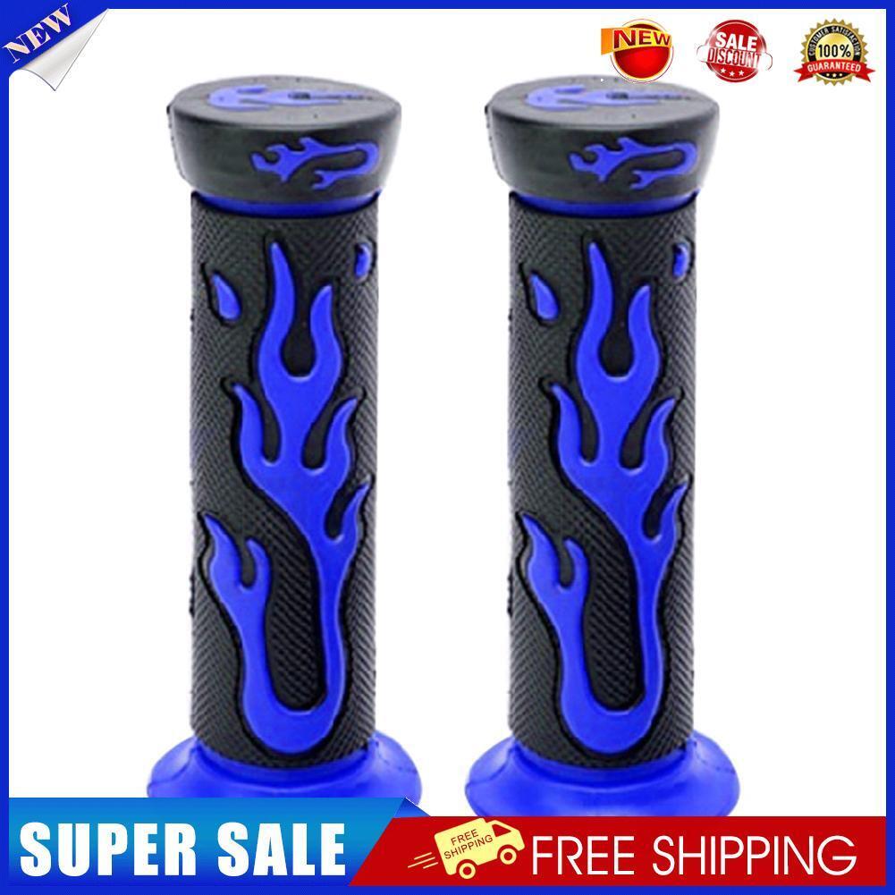 2pcs Blue Flame Soft TPR Universal Motorcycle Bicycle Handlebar Hand Grips