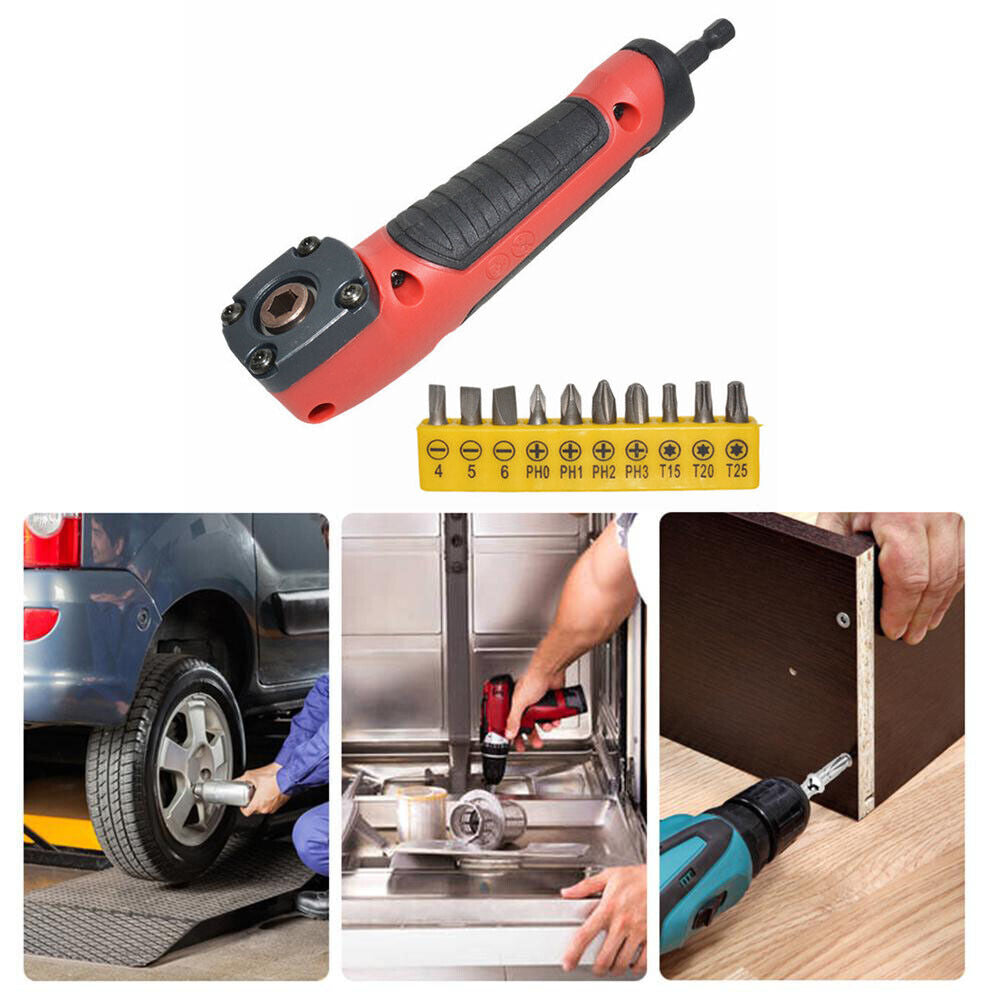 Right Angle Extension Shank Screwdriver 1/4 inch Hex Drill Bit Holder Kits
