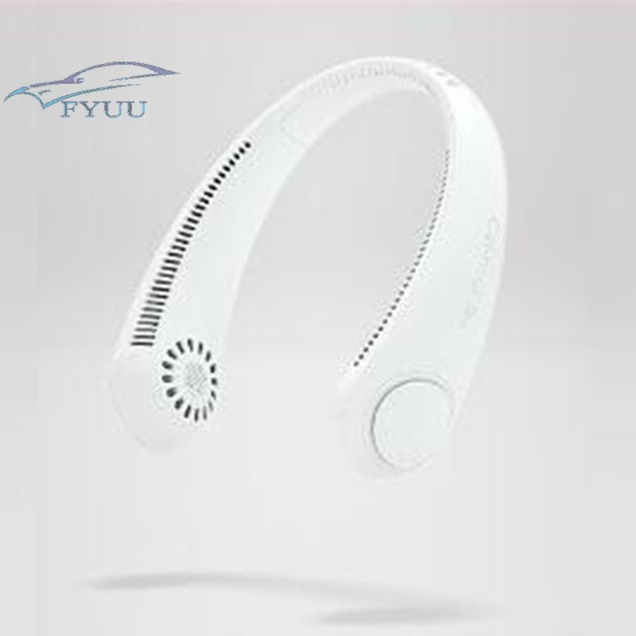 White USB Portable Hanging Neck Fan Air Cooling Little Electric Air Conditioner