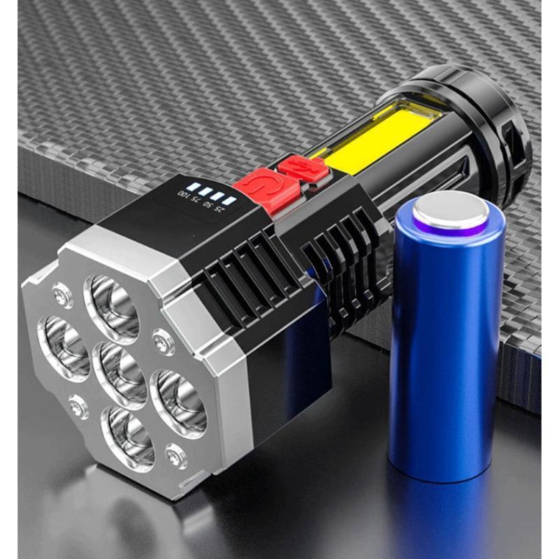 4 Modes Bright Handheld Flashlight w/ COB Side Light Portable Flashlight Camping