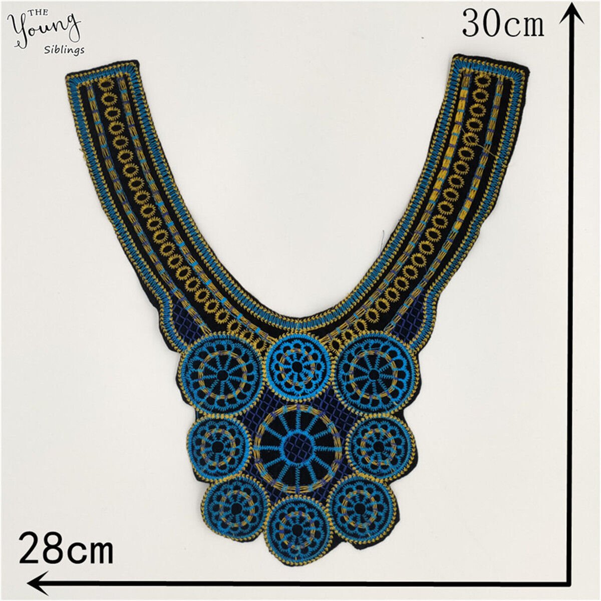 2PCS DIY Embroidery Ethnic Style Lace Neckline Dress Accessories Square Applique