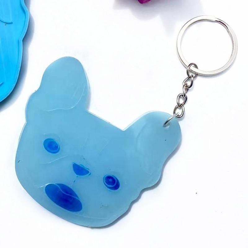 DIY Necklace Pendant Earrings Crayons Clay Crafts Bulldog Dog Head Keychain Mold
