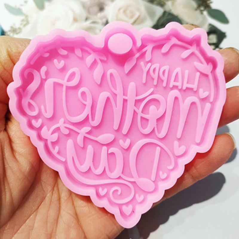 Mother's Day Love Heart Letters Keychain UV Crystal Epoxy Mold DIY Crafts Mould