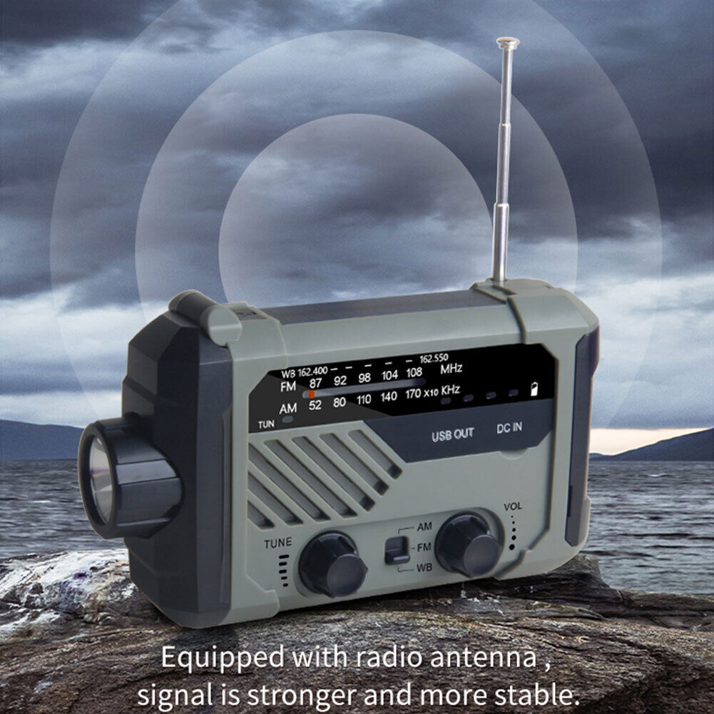 Portable Solar Hand Crank Radio AM FM Emergency Reading Lamp Flashlight