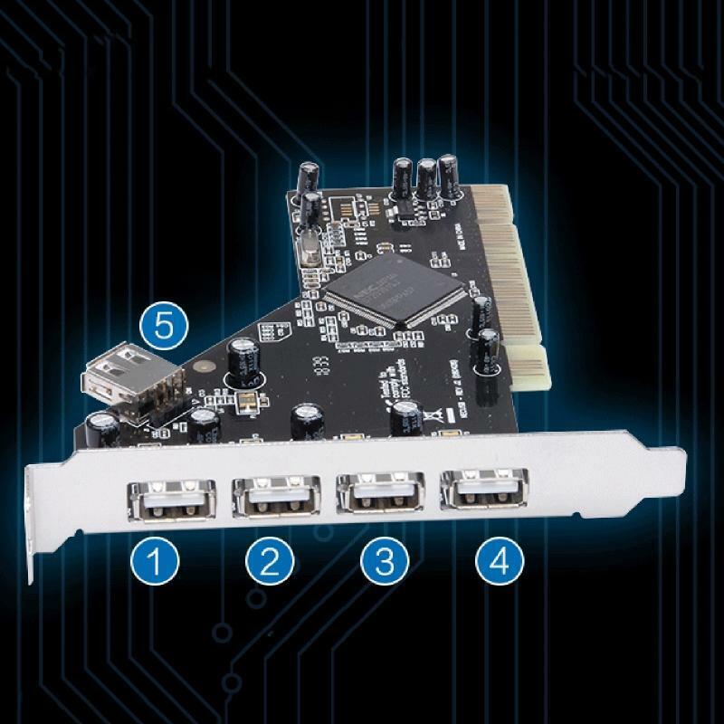 PCI to 5 Ports Usb2.0 Expansion Card Desktop Extender Nec 720101 Driver-free