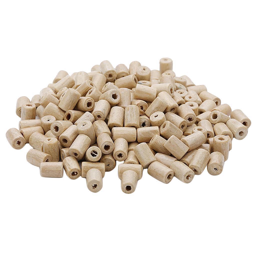 300pcs Natural Wooden Tube Bead DIY Jewelry Making Sewing Crafts Decors