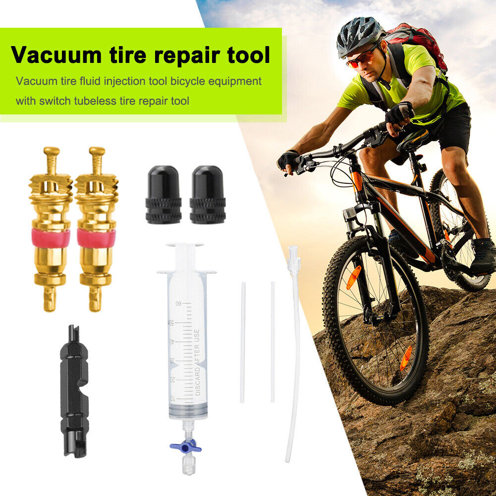 60ml Bike Tubeless Tyre Sealant Injector Kit MTB Road Bicycle Tool (Black)