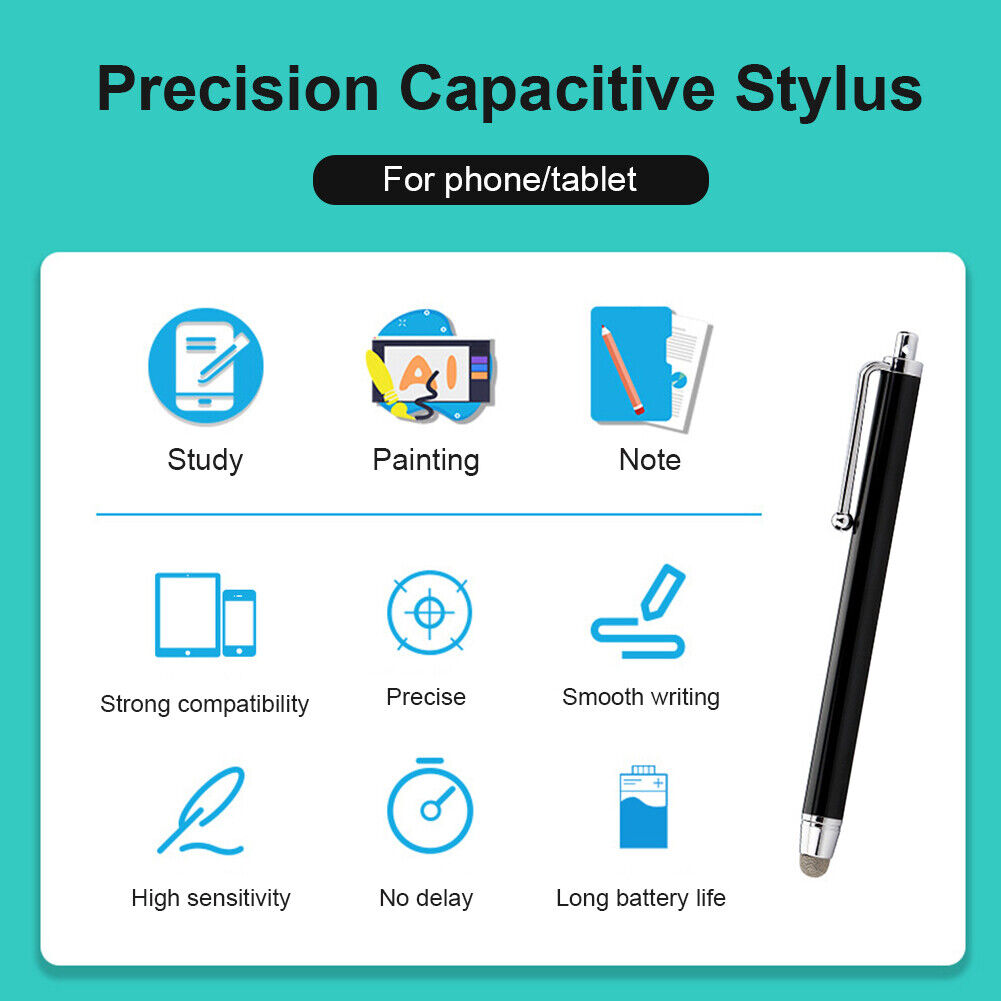 WK104B Stylus Pen for Tablet Mobile Phone w/ Replaceable Fiber Tip (Black)
