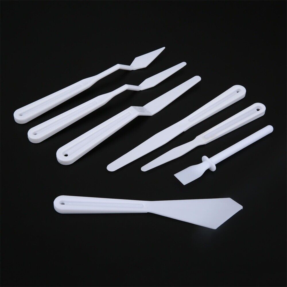 7Pcs Portable Artist Tool Plastic Palette Knives Scraper Spatula Shove Art Kits