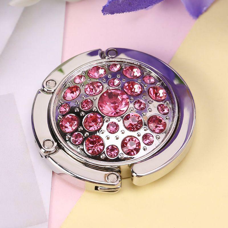 Round Foldable Purse Bag Rhinestone Hanger Handbag Table Desk Hook Tote Holder