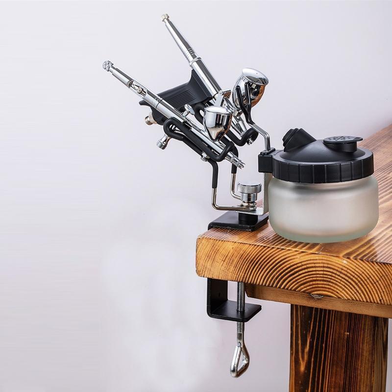 Two-brush Clamp-on Airbrush Holder Stainless Steel Airbrush Stand for Artists
