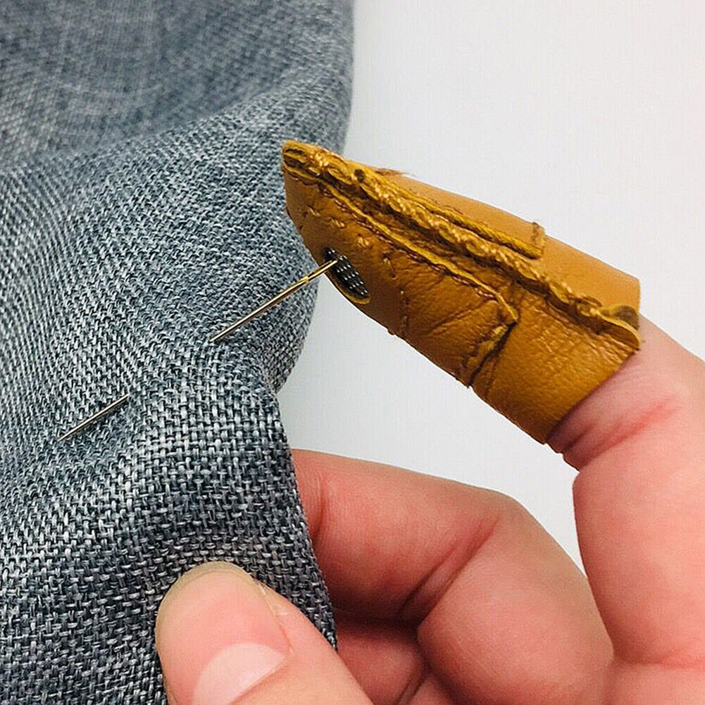 Leather Coin Thimble Soft Needlework Finger Cover Tip Patchwork Sewing Tool