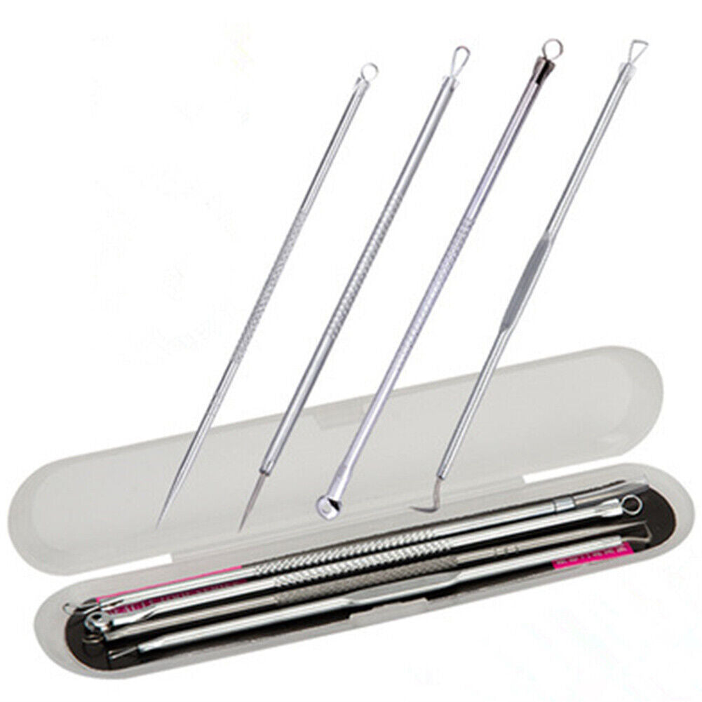 4pcs Stainless Steel Acne Removal Needle Blackhead Pore Cleaner Tools Set