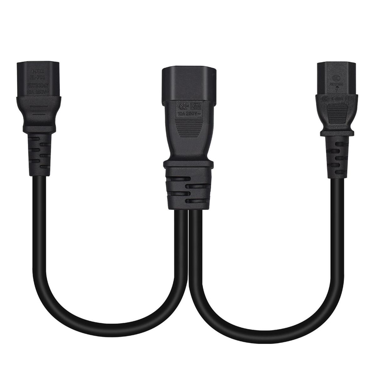 IEC320 C14 to IEC320 C13+C15 Y Splitter Power, Power Cable Replace Part Portable