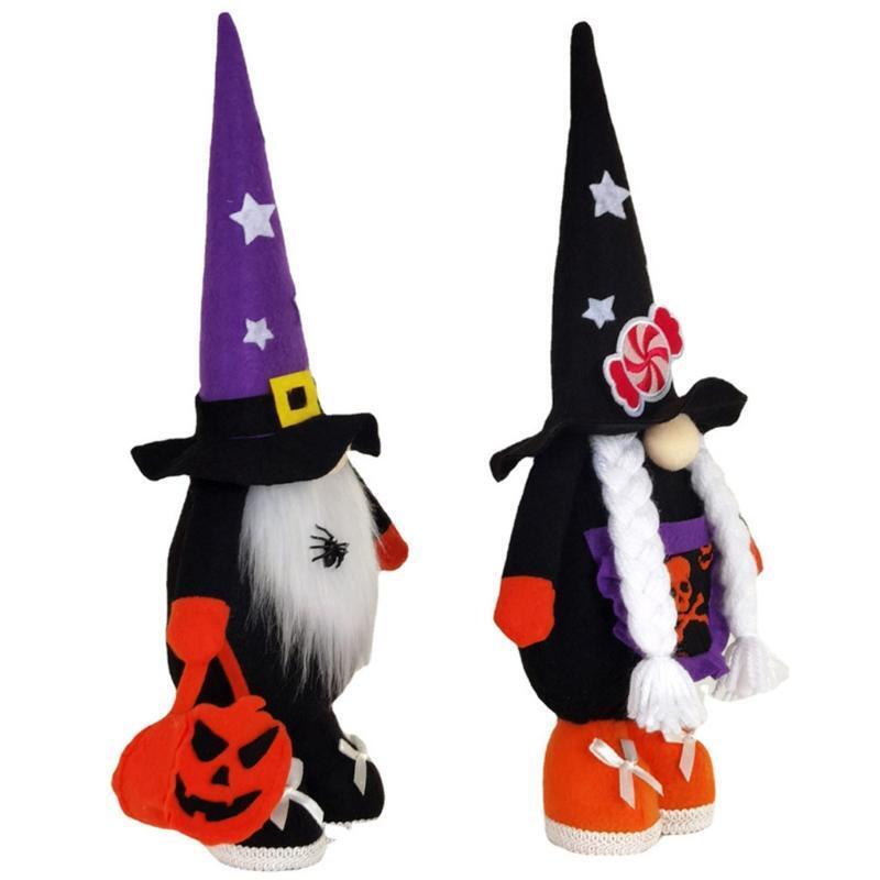 Mr and Mrs Halloween Gnomes Couple Set of 2 Handmade Swedish Tomte Scandinavian