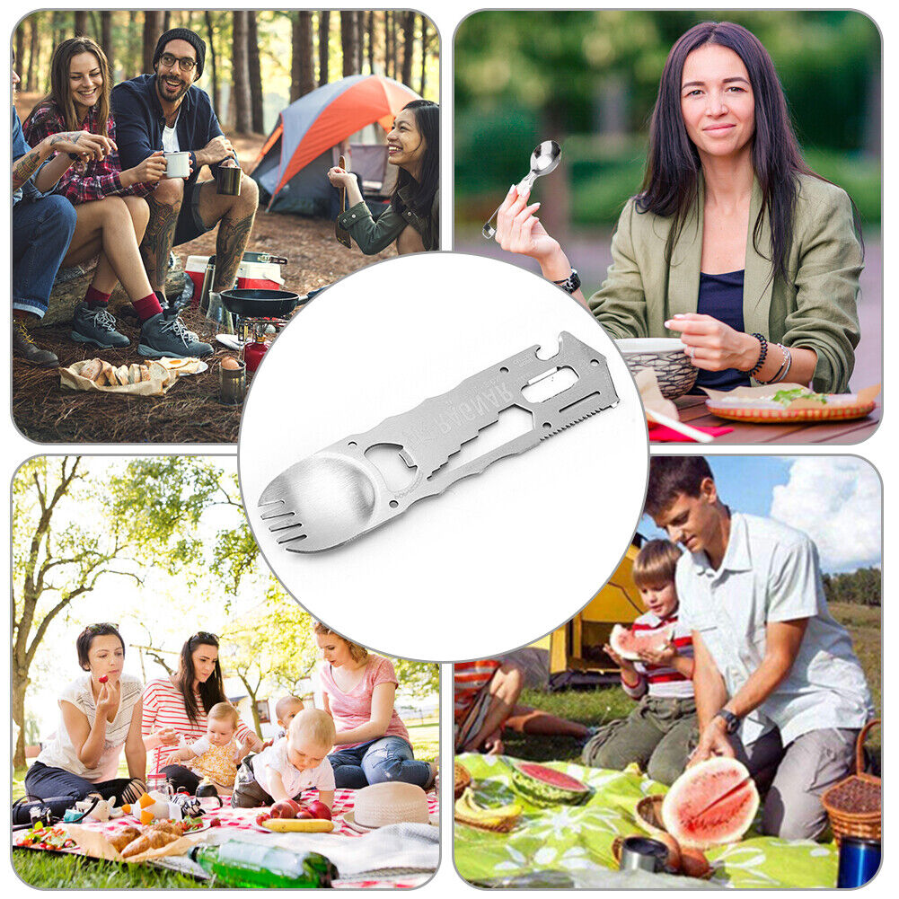 Outdoor EDC Portable Cutlery Fork Spoon Bottle Opener Camping Picnic Tool