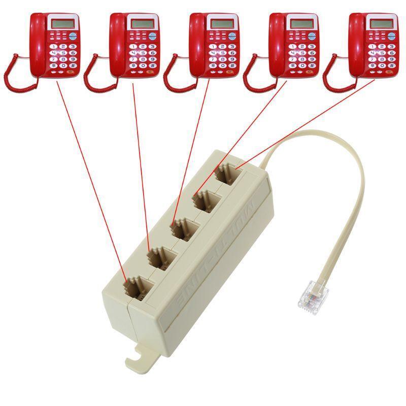 RJ11 Telephone Splitter 6P4C Male to 5 Way 6P4C Female Outlet Modular Splitter