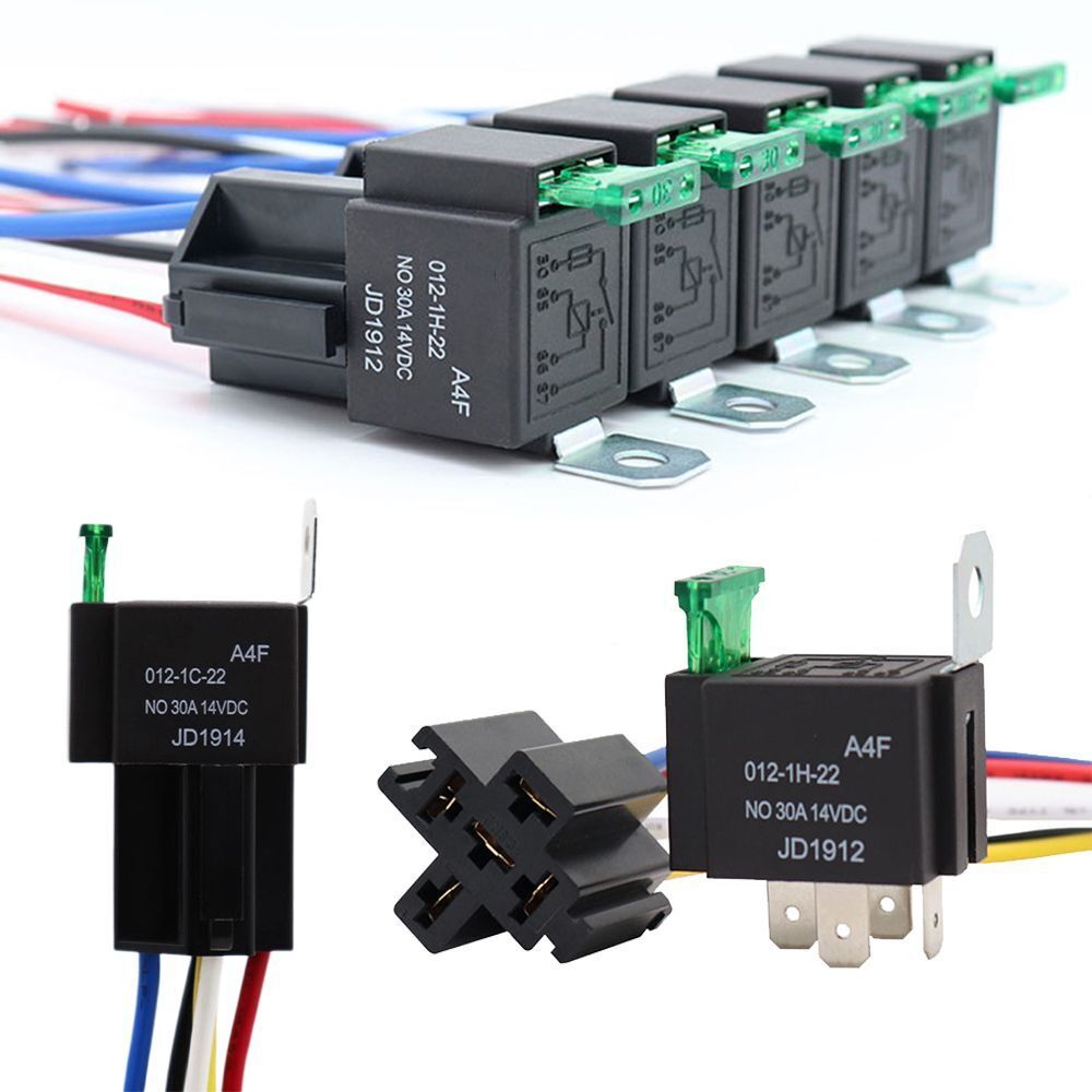 Accessories Automotive Electrical Relays with 14AWG Wires 12V 5-Pin 30A SPST