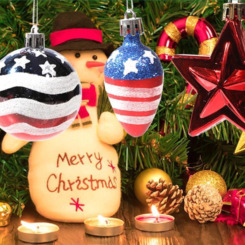 9pcs 4th of July Ornaments for Tree Blue Red White Star Ball Bulb for Labor Day