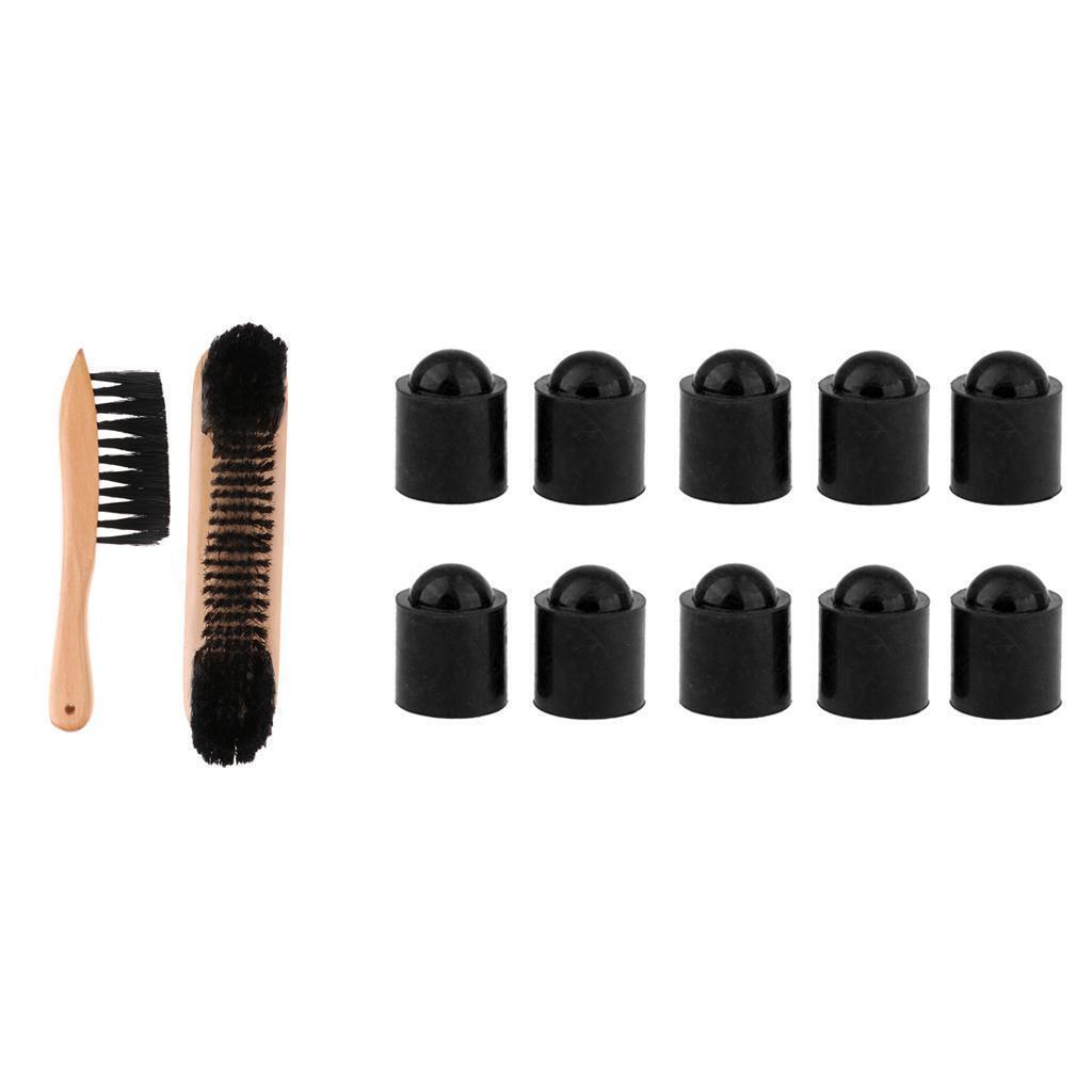 10 Pieces Rubber Pool Cue Tip Head Cover with Billiard Table Brush Cleaner