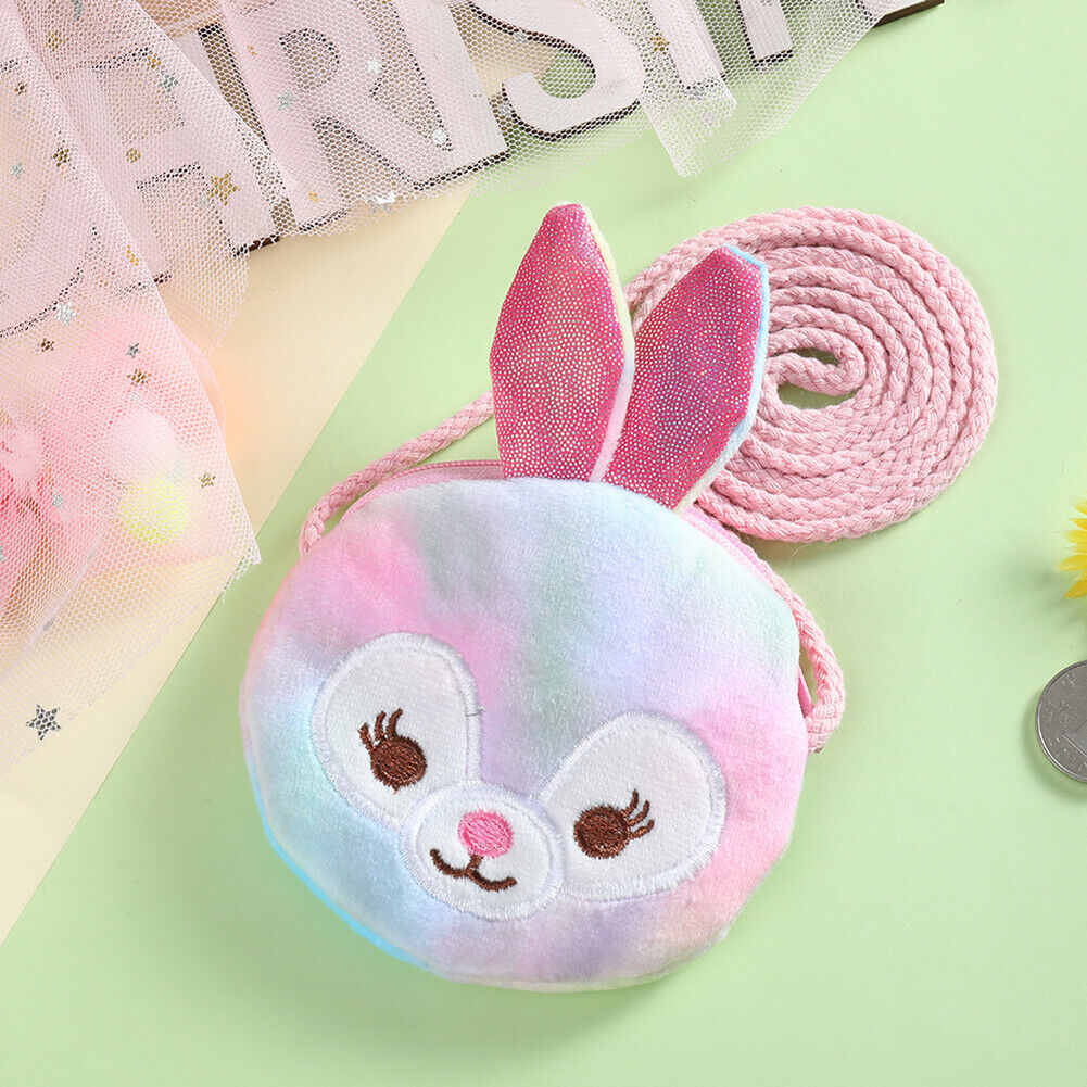 Kids Plush Cartoon Licorne Handbag Girls Zipper Mini Crossbody Bag (Rabbit)