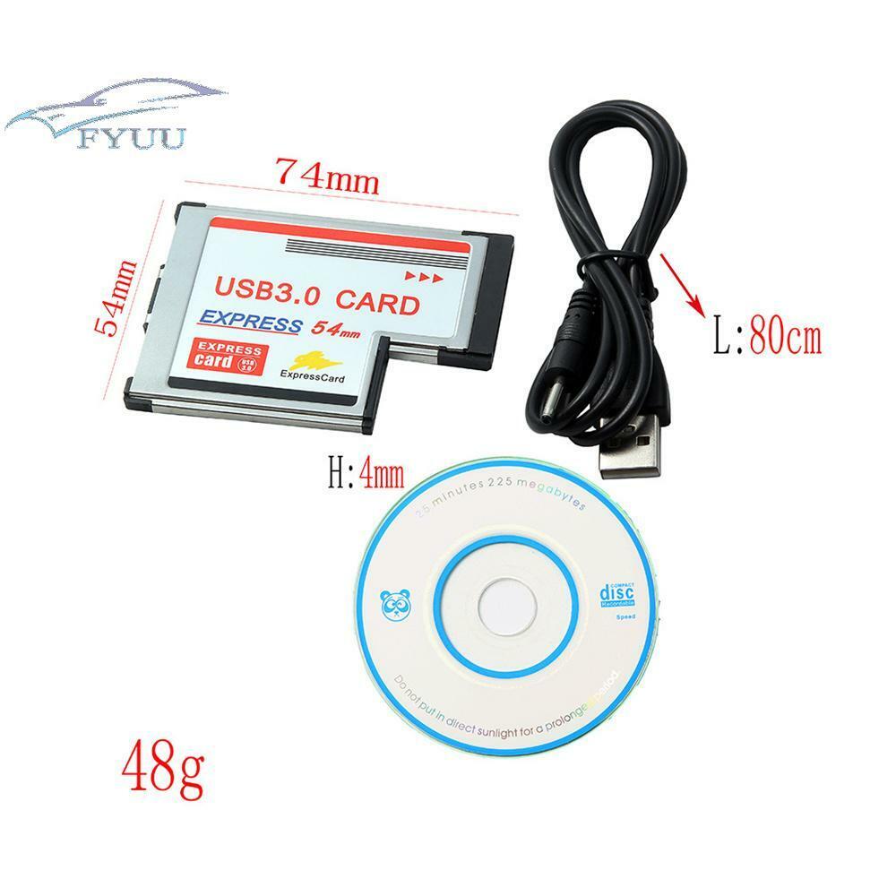 Express Card Expresscard 54mm to 2 Port USB 3.0 Adapter For Laptop NEC Chip New