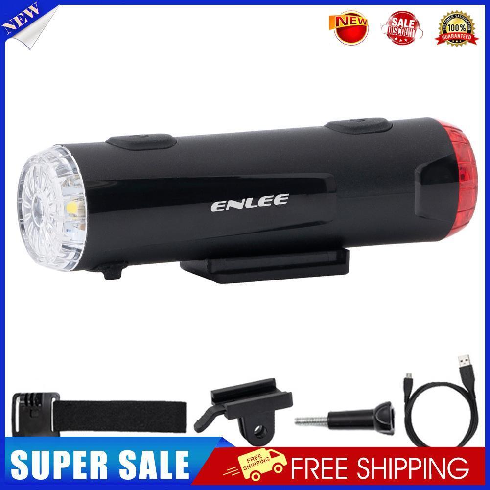 ENLEE Bicycle Helmet Light USB MTB Waterproof Front Rear Light Flashlight