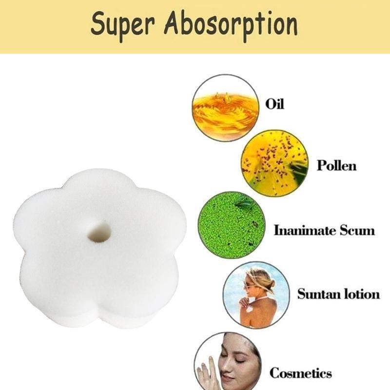 White Flower Shape Oil Absorbent Sponge 25Pcs Floating Spa Hot Tub Skimmer