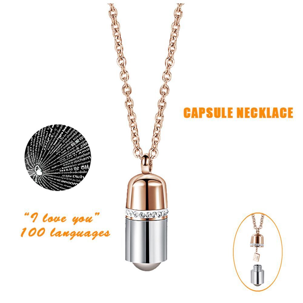 Necklace Wedding Chain Capsule Projection Pendant I Love You 100 Languages