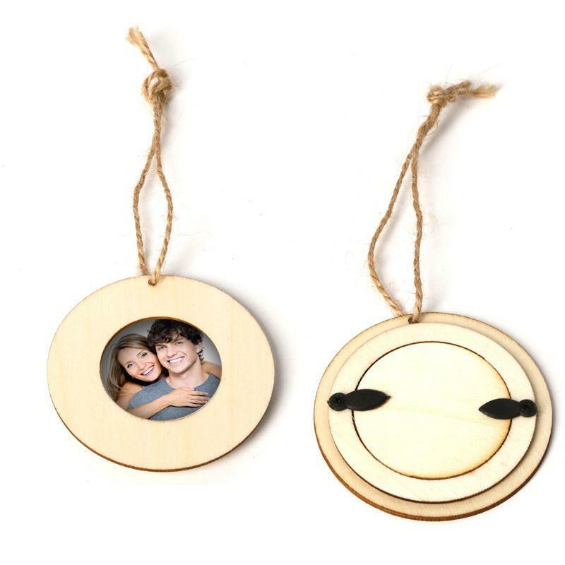 10pcs/set Wooden Mini Round Photo Frame Hanging Crafts DIY Handmade With Ropes