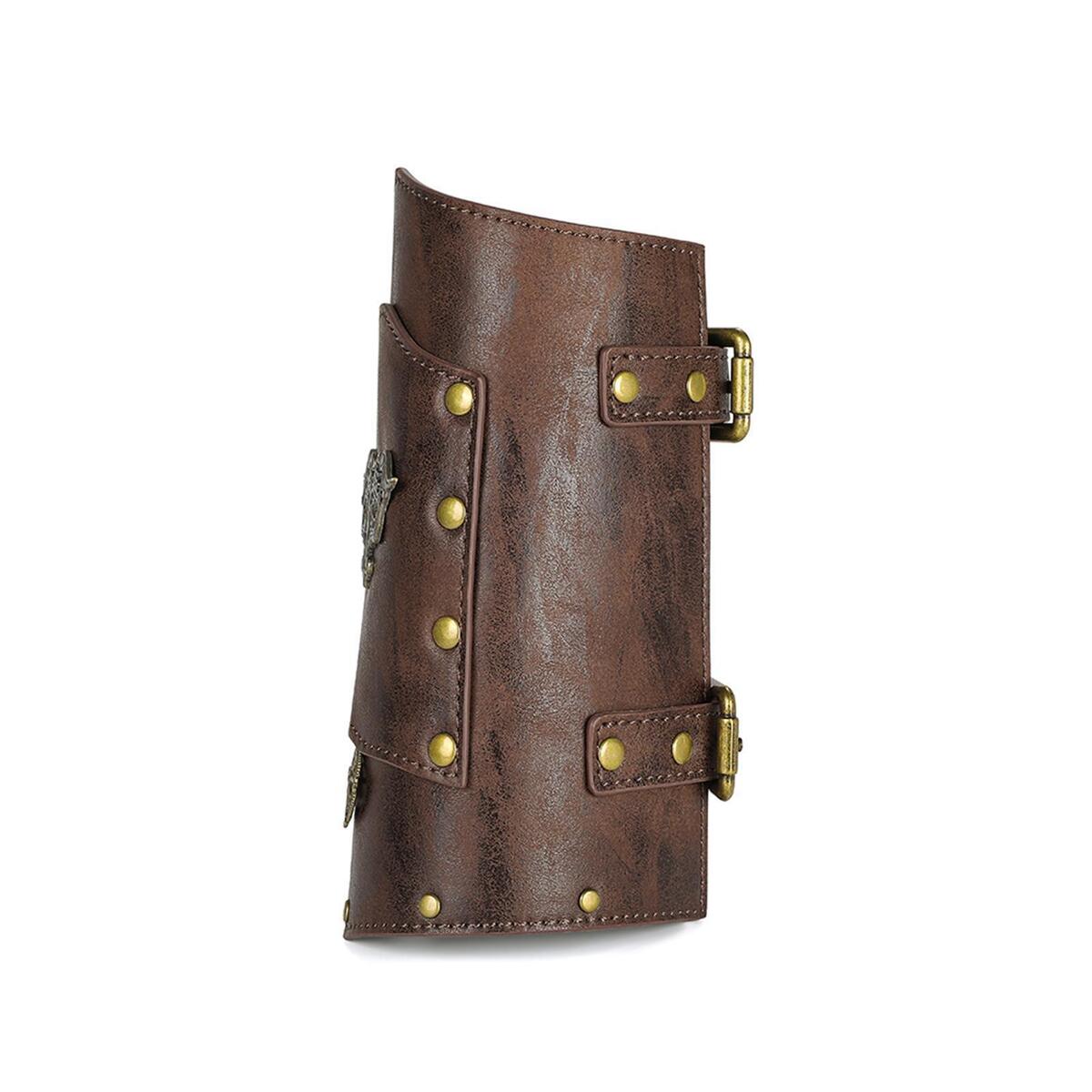 2 Pieces Punk Arm Guards Vambrace Buckled Gothic Medieval Bracers Arm Armor Cuff