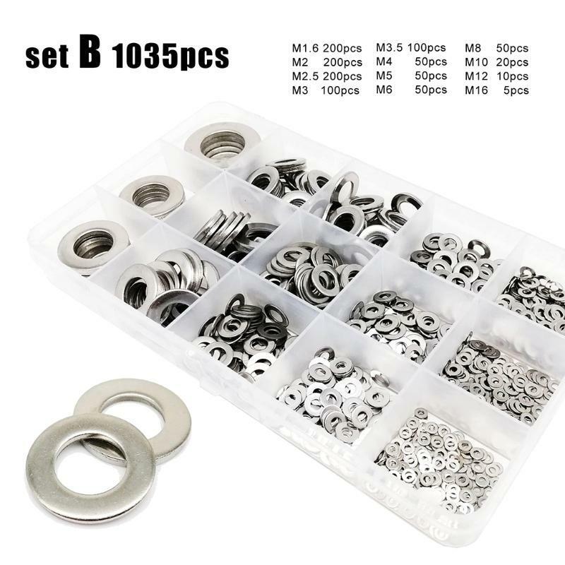 M1.6 M2 M2.5 M3 M3.5 M4 M5 Ect 12 Sizes- 304 Stainless Steel Flat Washers