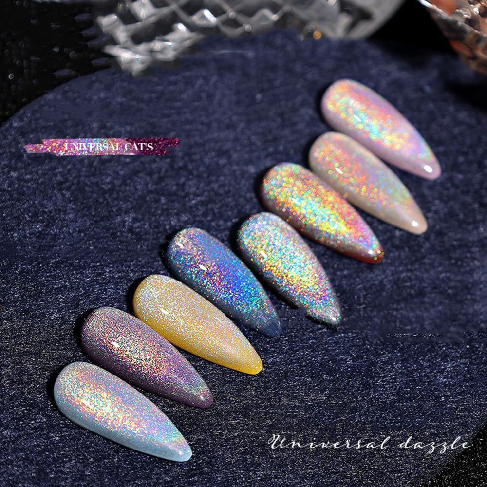 Glitter 15ml Rainbow Cat Eye Nail Gel Magnetic Gel Colorful Reflective Glitter