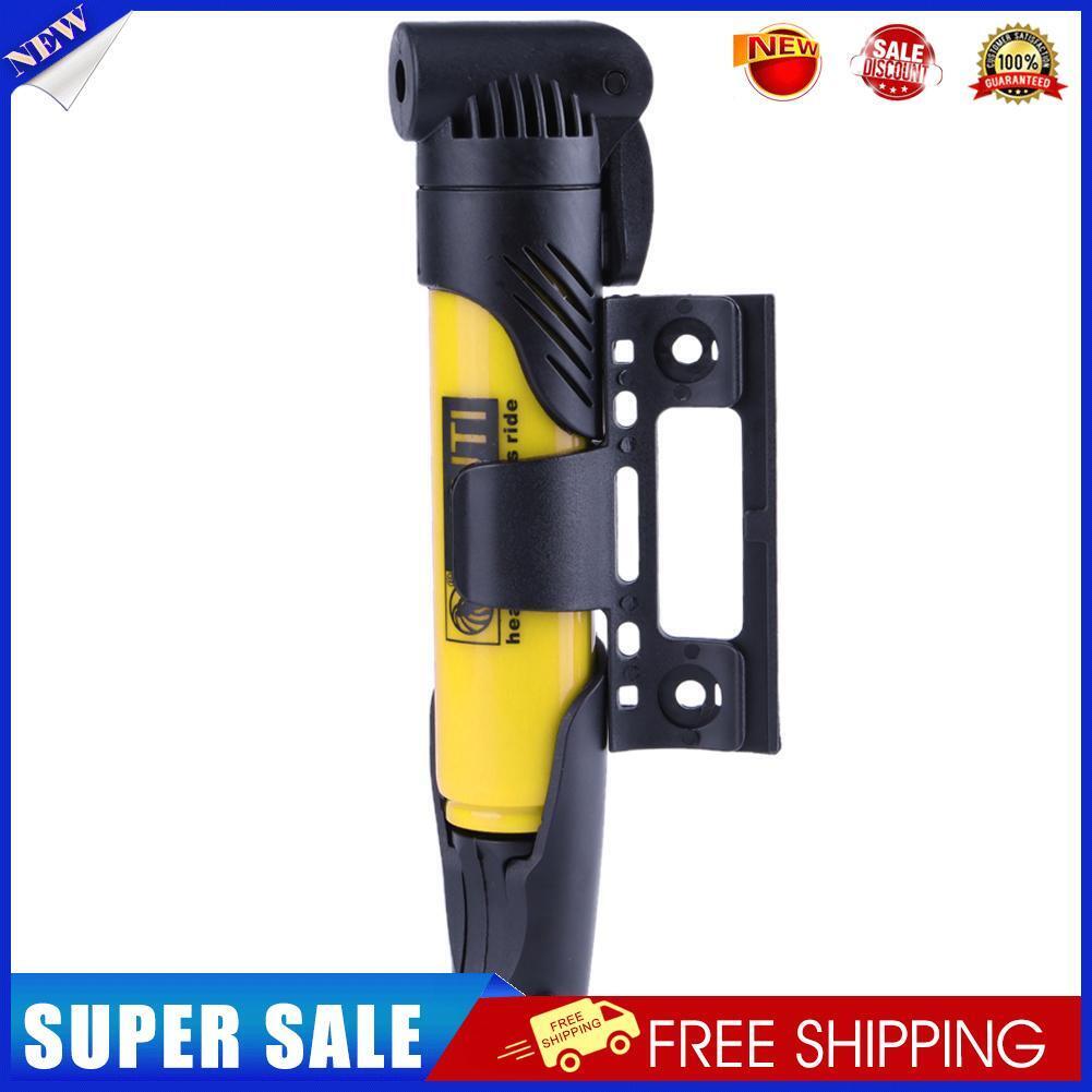 Portable Folding Bicycle Air Pump Inflator for Presta Schrader Valve Yellow
