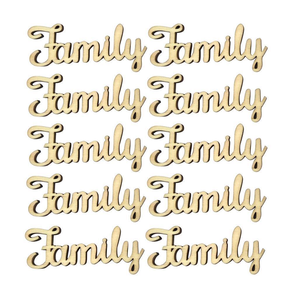 10x  Engraved Family Embellishments Decorative Unfinished Crafts